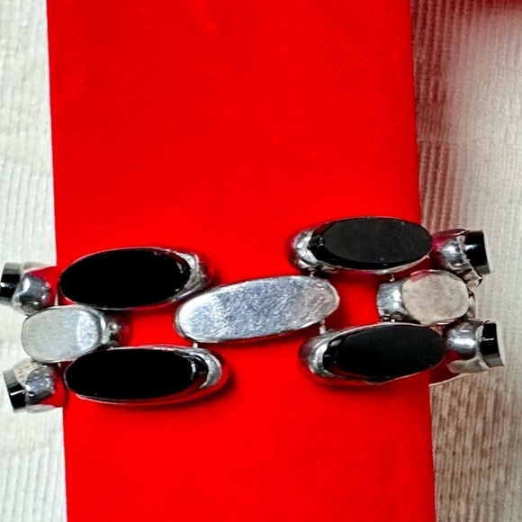 Women’s Bracelet Sterling Bezel Set Onyx Del Rio Mexico Handmade 7’ VTG 4111 B - Picture 3 of 15